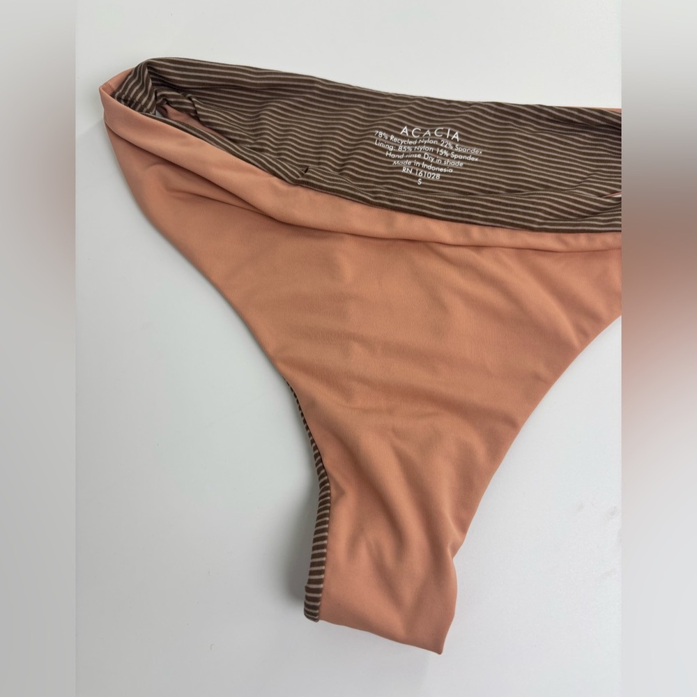 Acacia thong bikini bottoms Small blush pink recycled nylon